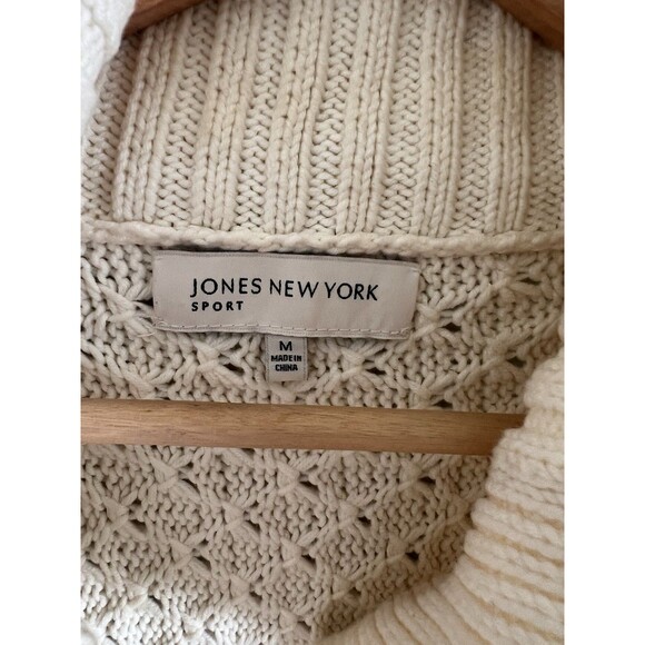 NWT Jones New York Sport Shawl Collar Ribbed Chunky Cardigan Womens Size M Ivory - Picture 3 of 7